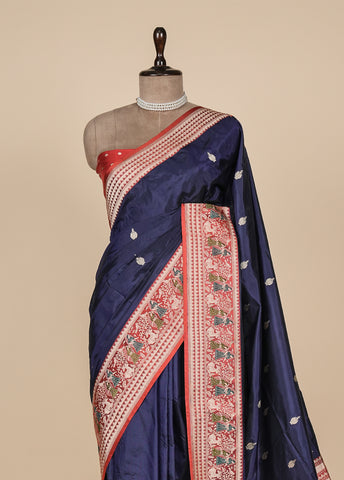 Blue Silk Banarasi Saree