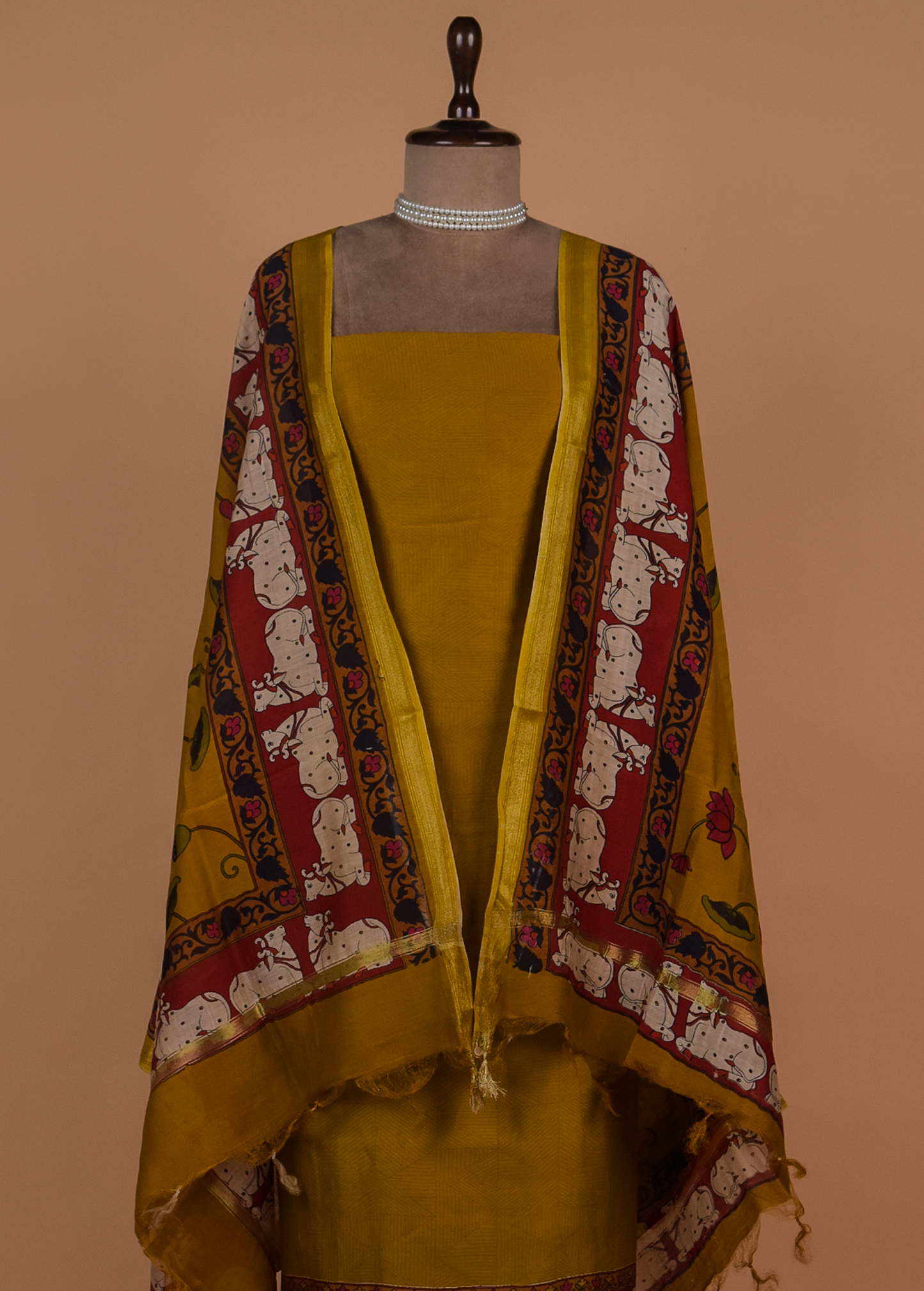 Yellow Chanderi Dress Material