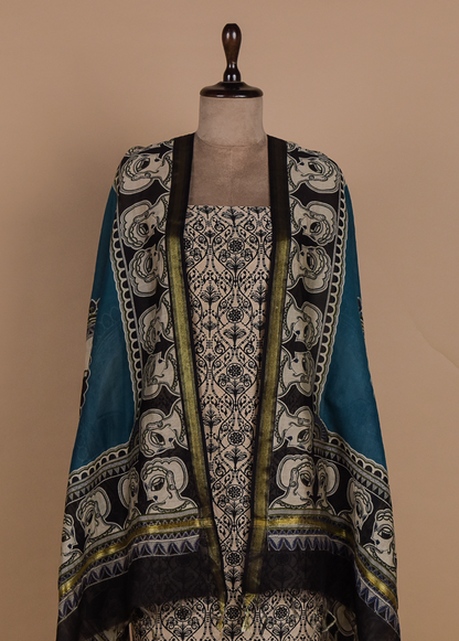 Multicoloured Chanderi Dress Material