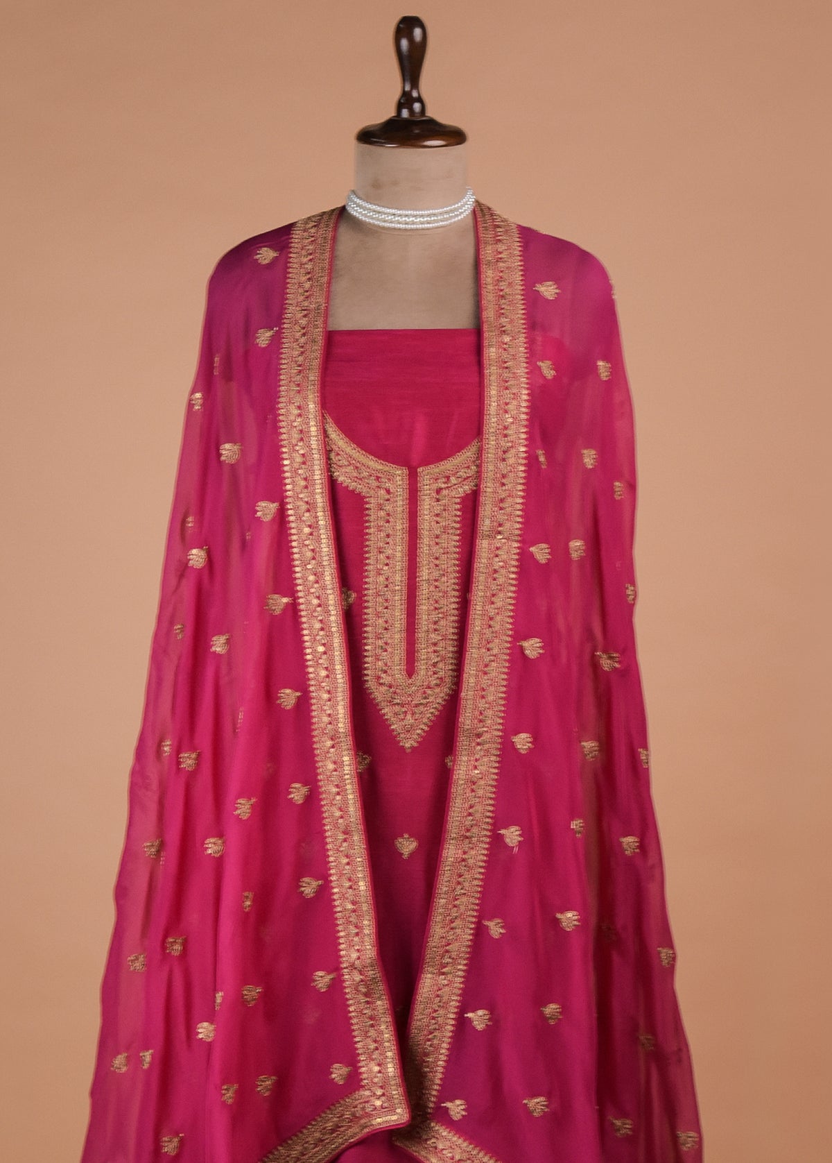 Pink Tussar Dress Material