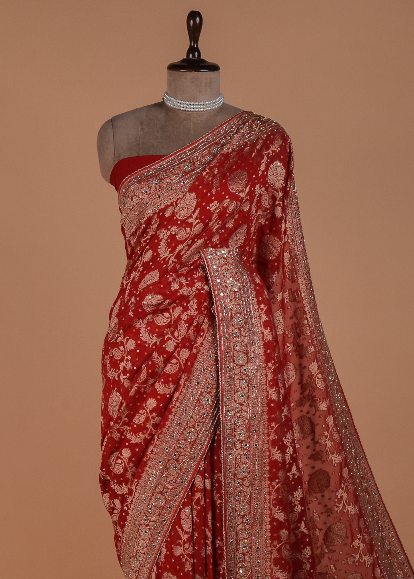 Red Georgette Banarasi Saree
