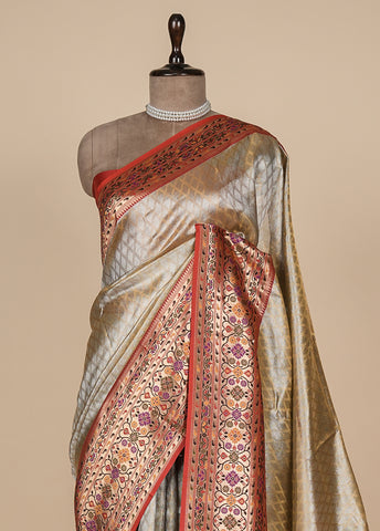 Silver Tissue Silk Kanjeevaram Saree