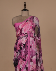 Pink Chiffon Printed Saree