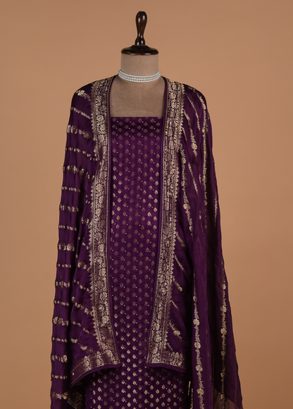 Purple Dola Silk Dress Material