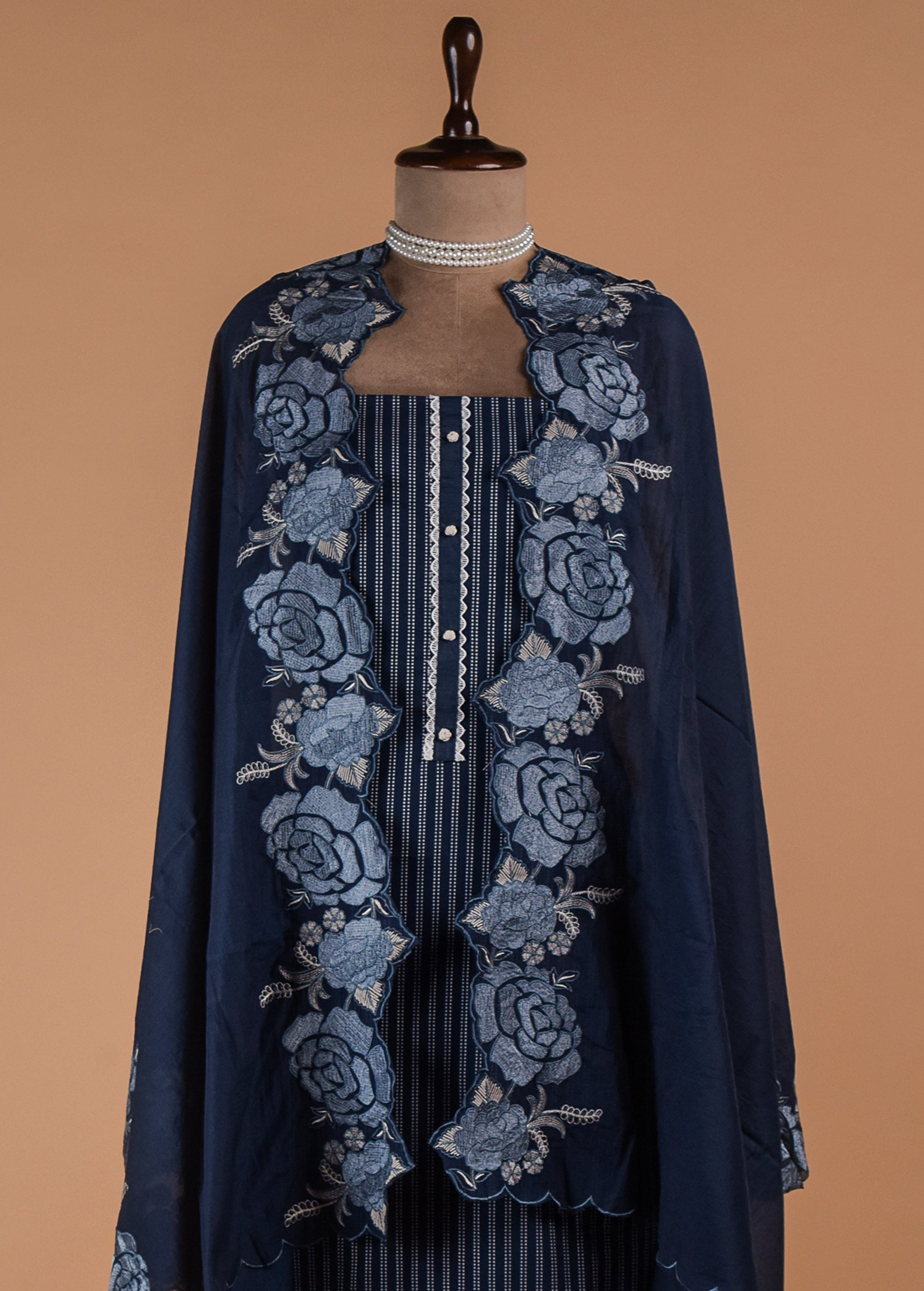 Blue Handloom Cotton Dress Material