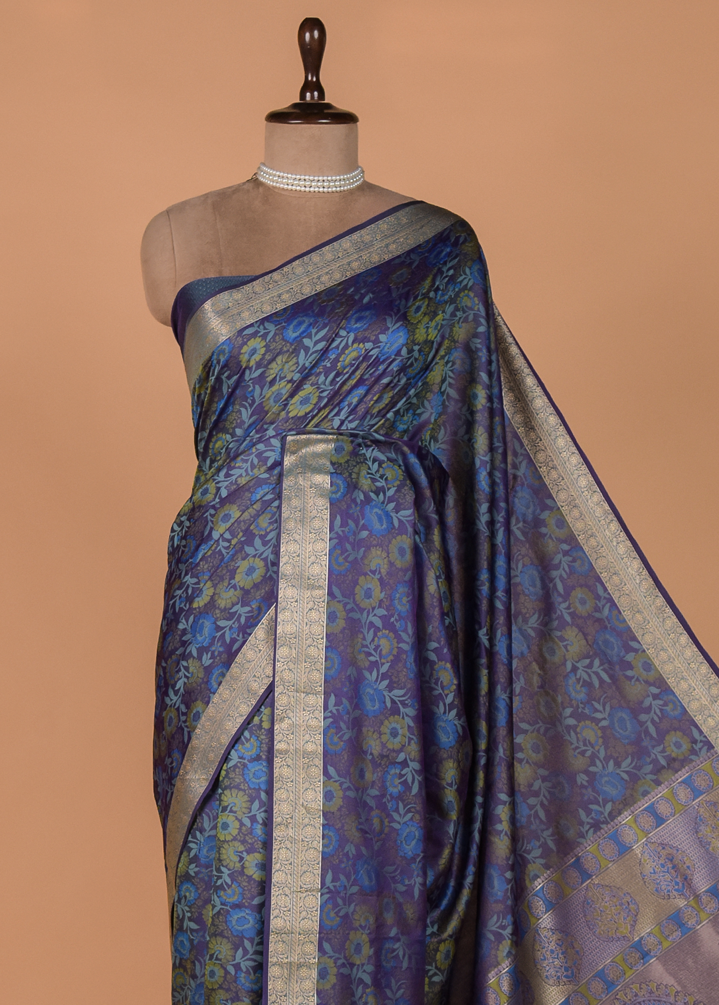 Blue Art Silk Kanjeevaram Saree