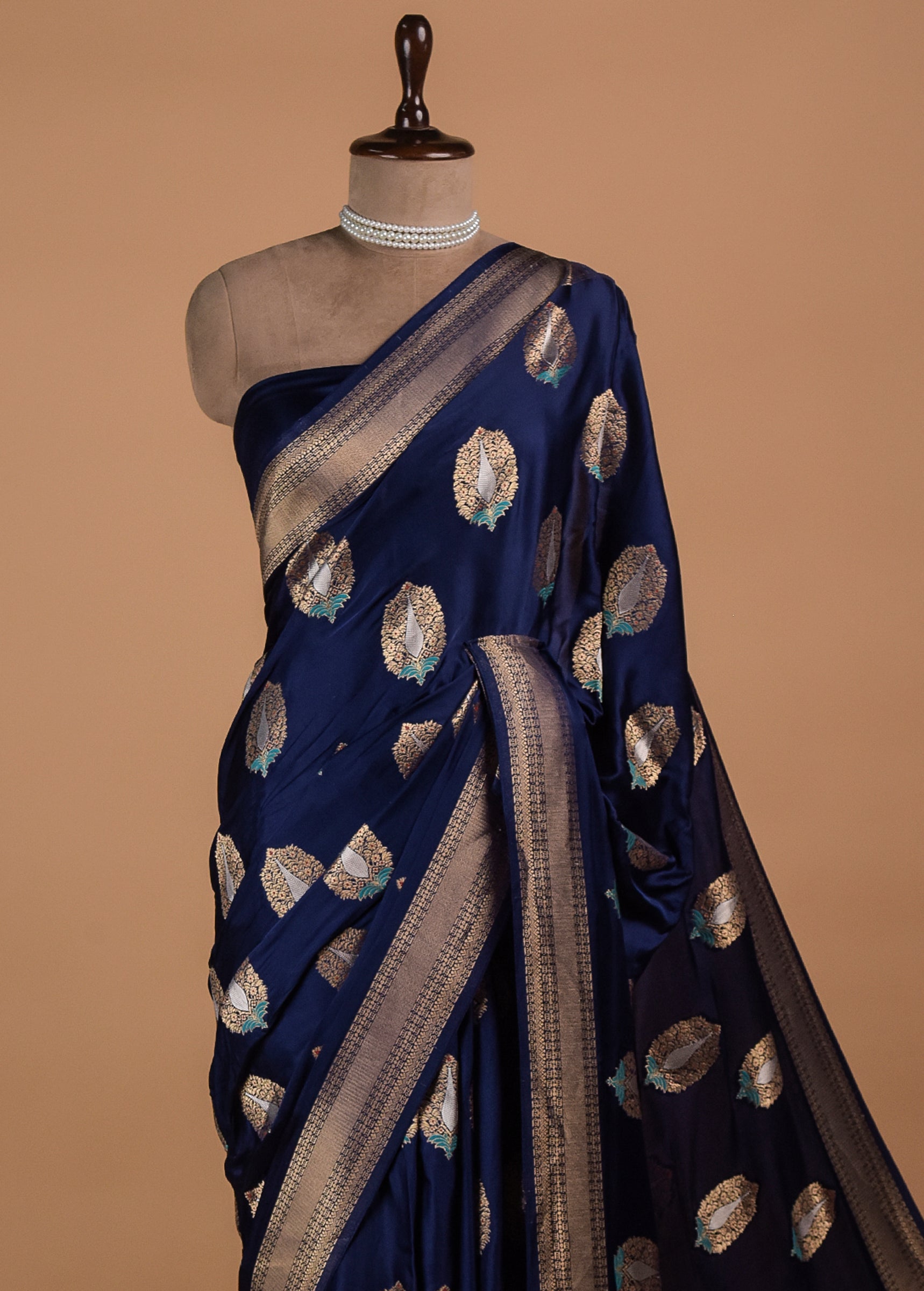 Blue Art Satin Banarasi Saree