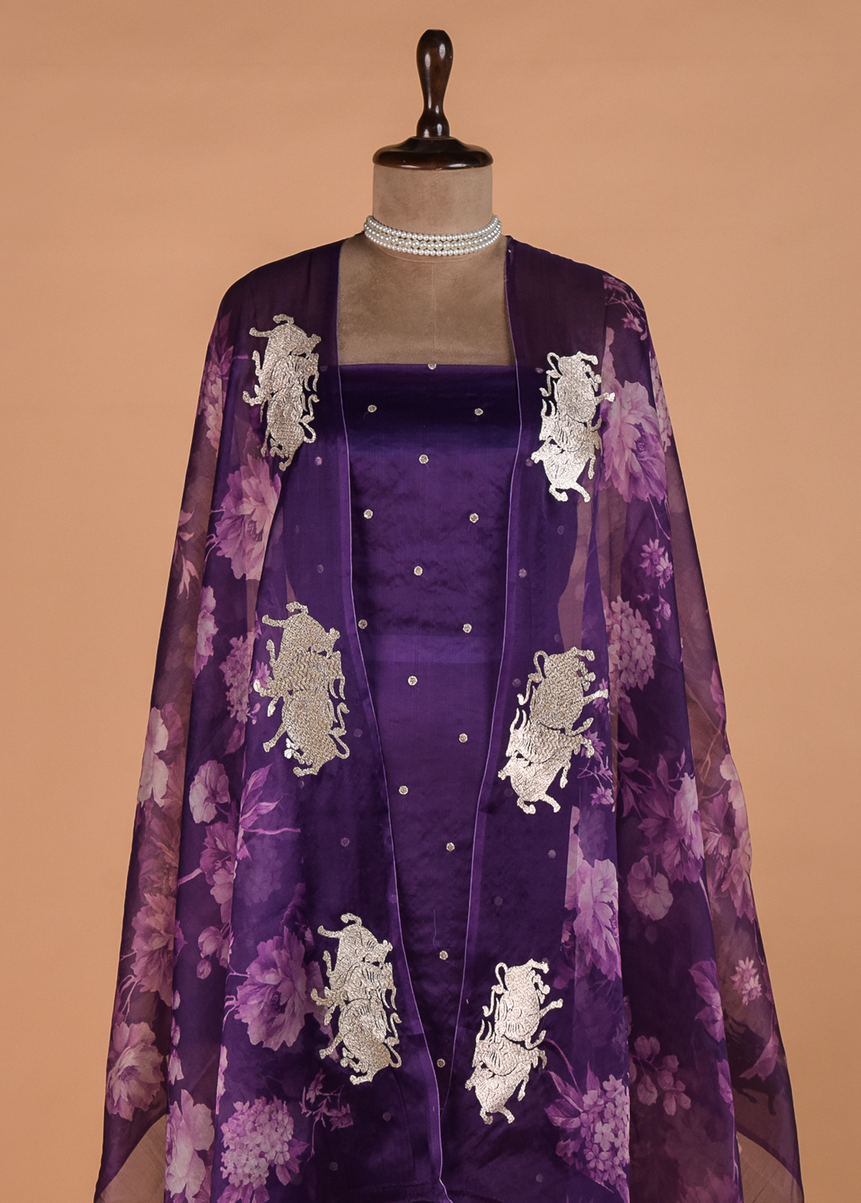 Purple Cotton Silk Dress Material - Image 2 | Greenways Delhi