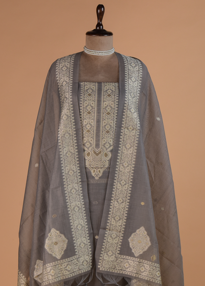 Grey Cotton Dress Material