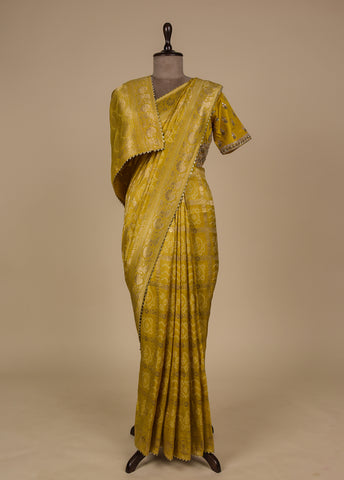 Yellow Dola Silk Bandhani Saree