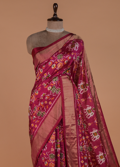 Pink Silk Patola Saree