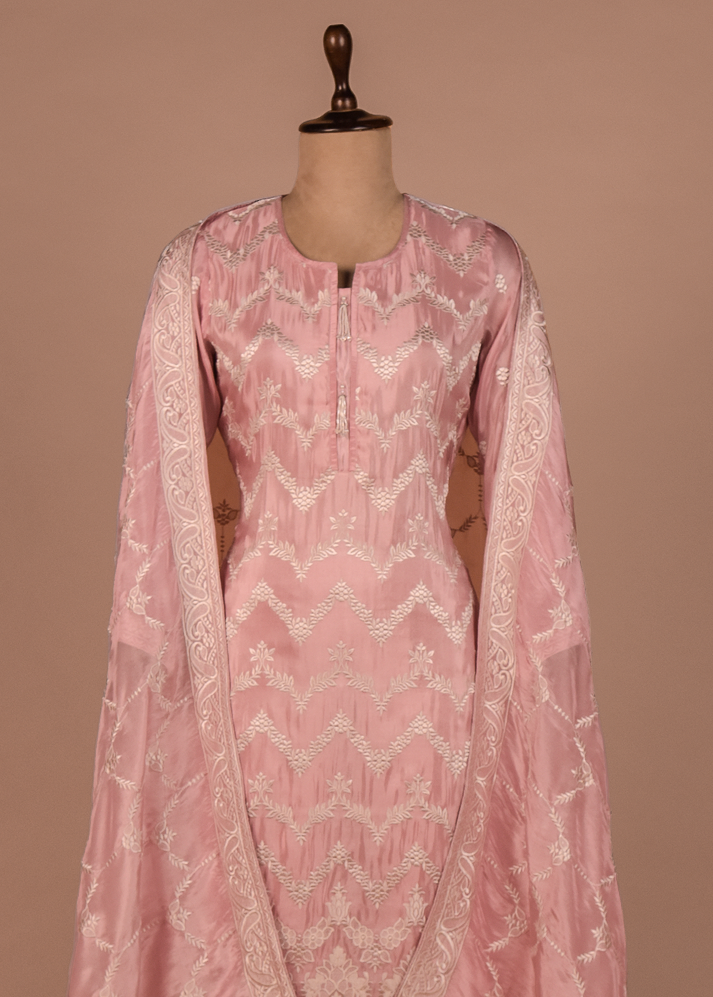 Pink Tissue Georgette Straight Set