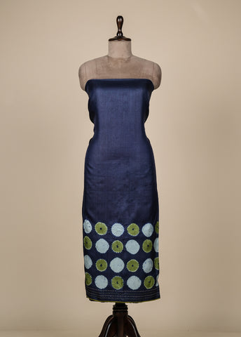 Blue Tussar Dress Material