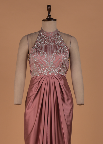 Pink Satin Readymade Dress