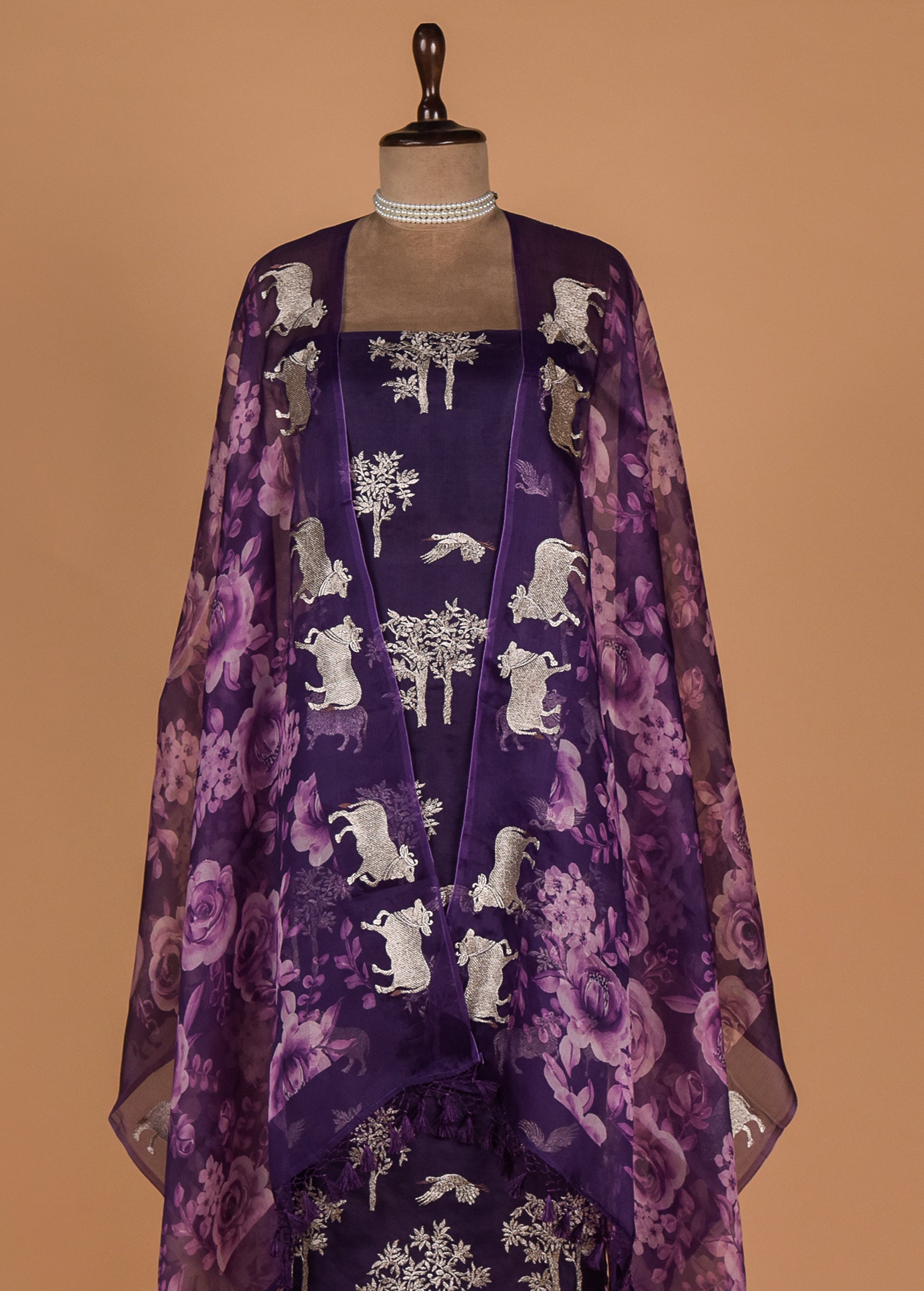 Purple Organza Dress Material