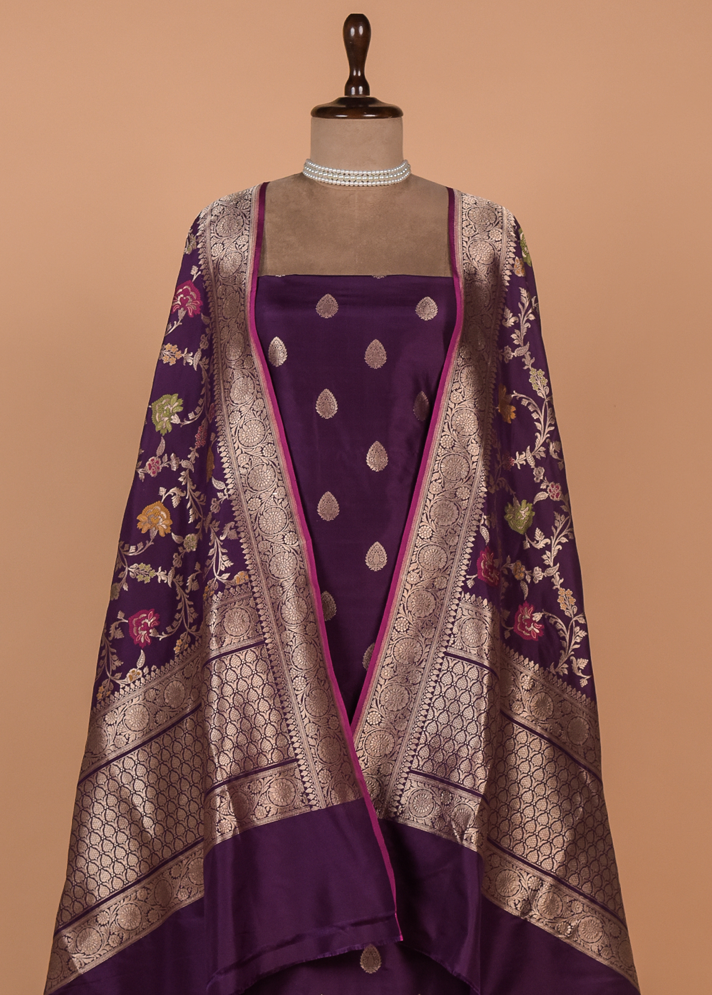 Purple Silk Dress Material