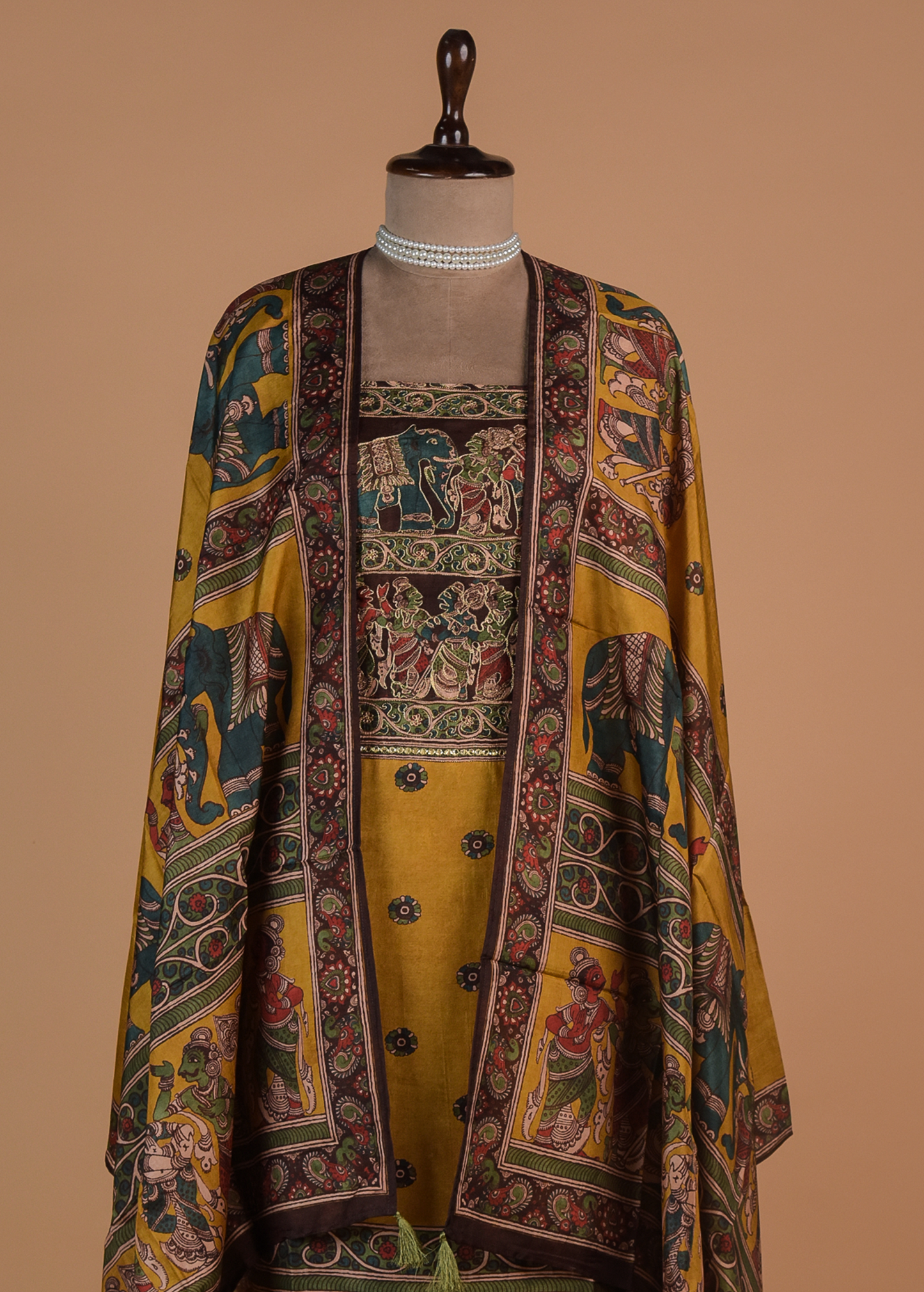 Yellow Crepe Dress Material