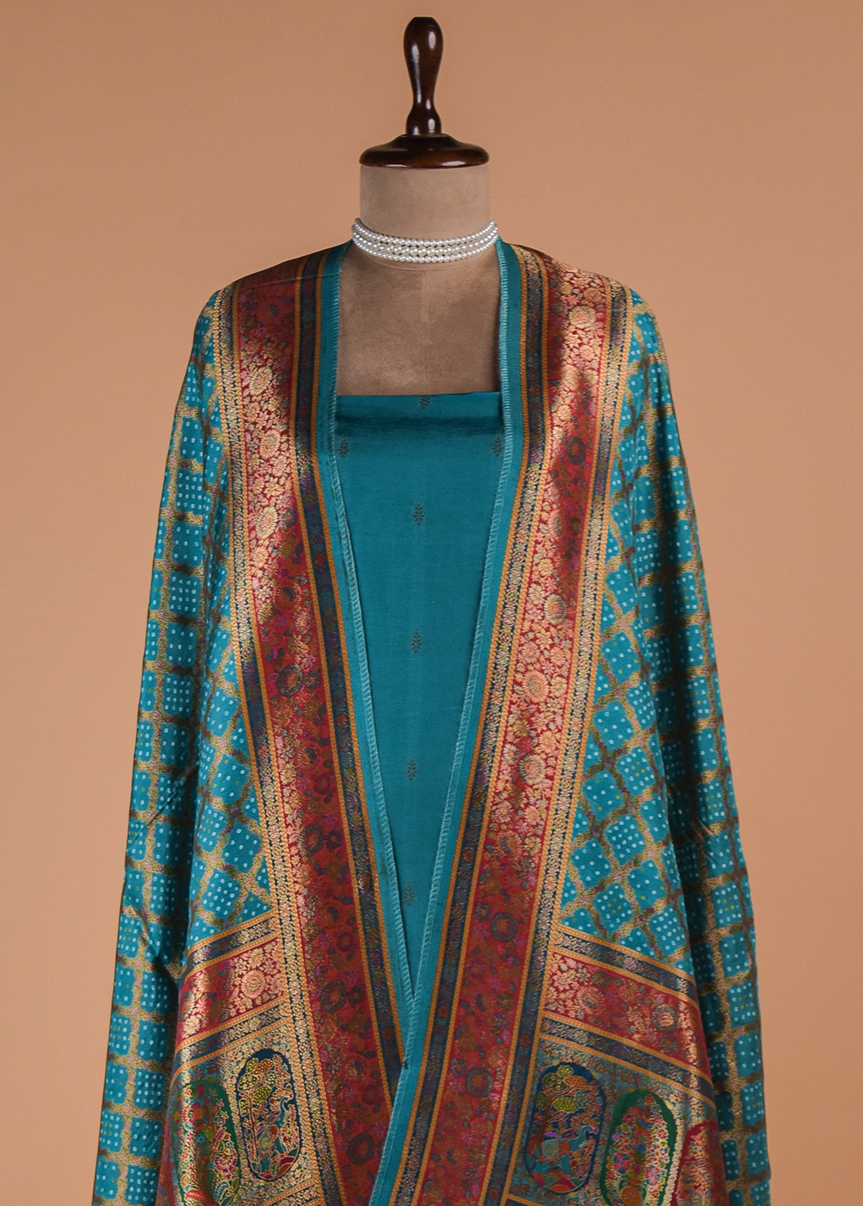 Blue Dola Silk Dress Material