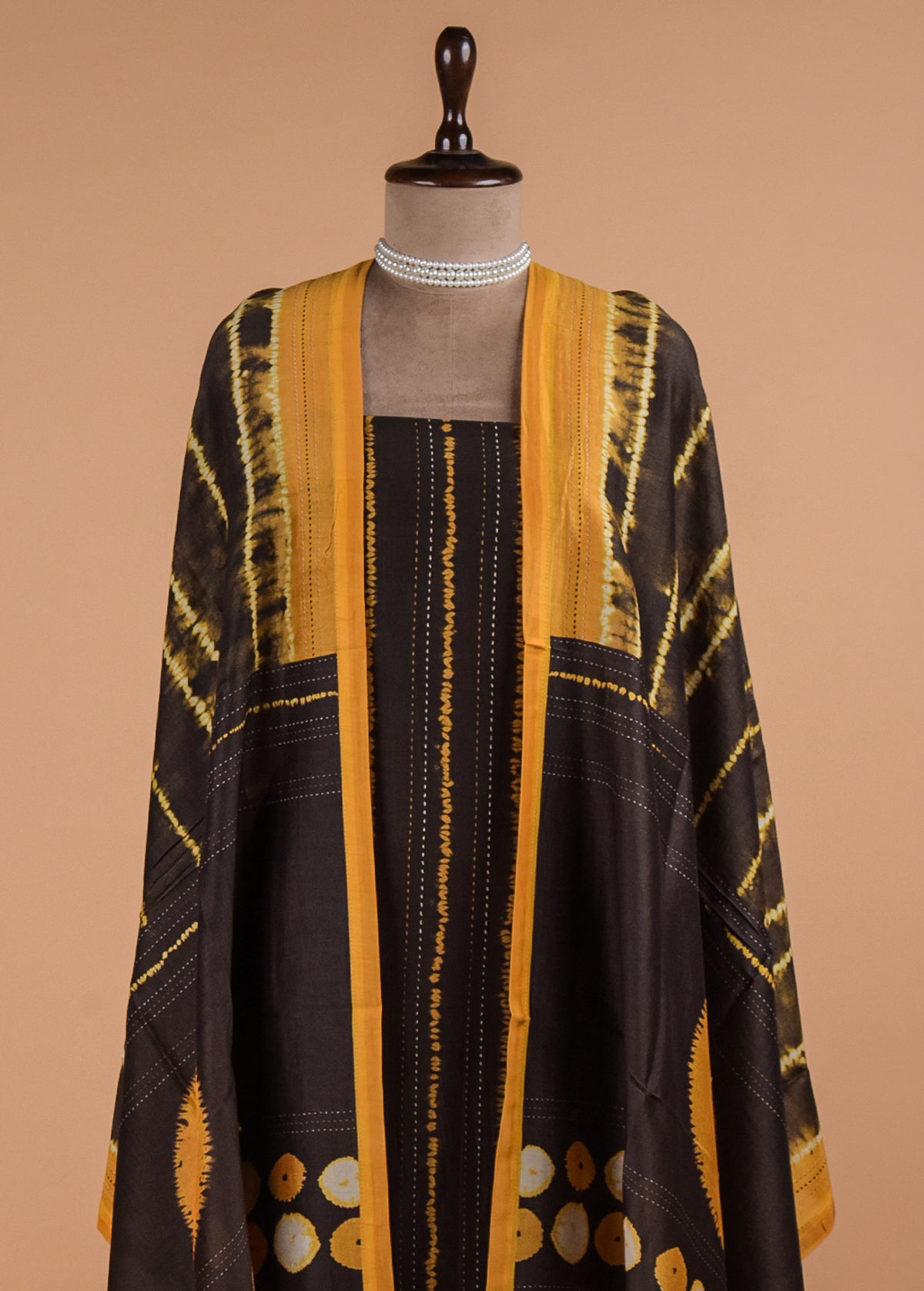 Brown Cotton Tussar Dress Material