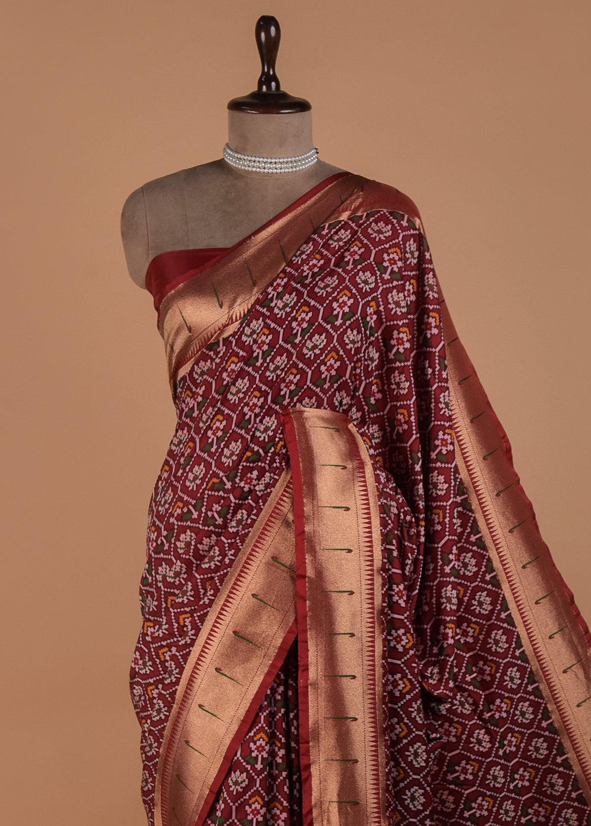 Red Art Satin Patola Saree