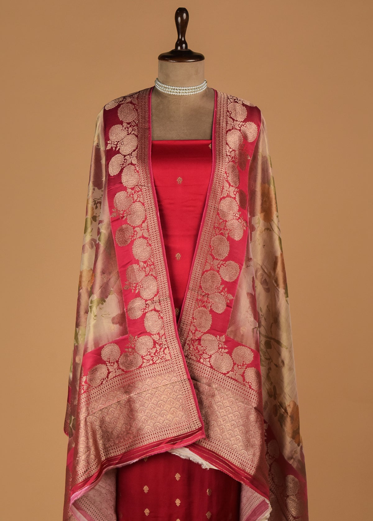 Pink Crepe Silk Dress Material