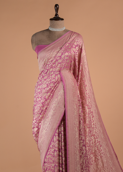 Pink Georgette Banarasi Saree