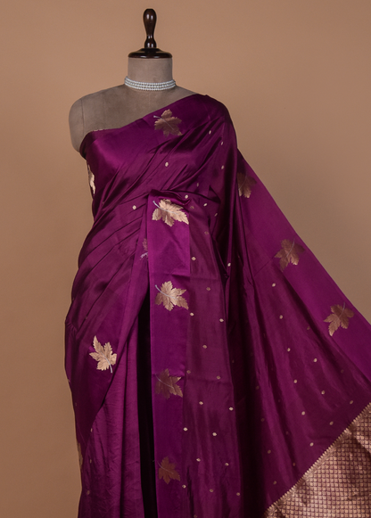 Purple Silk Banarasi Saree