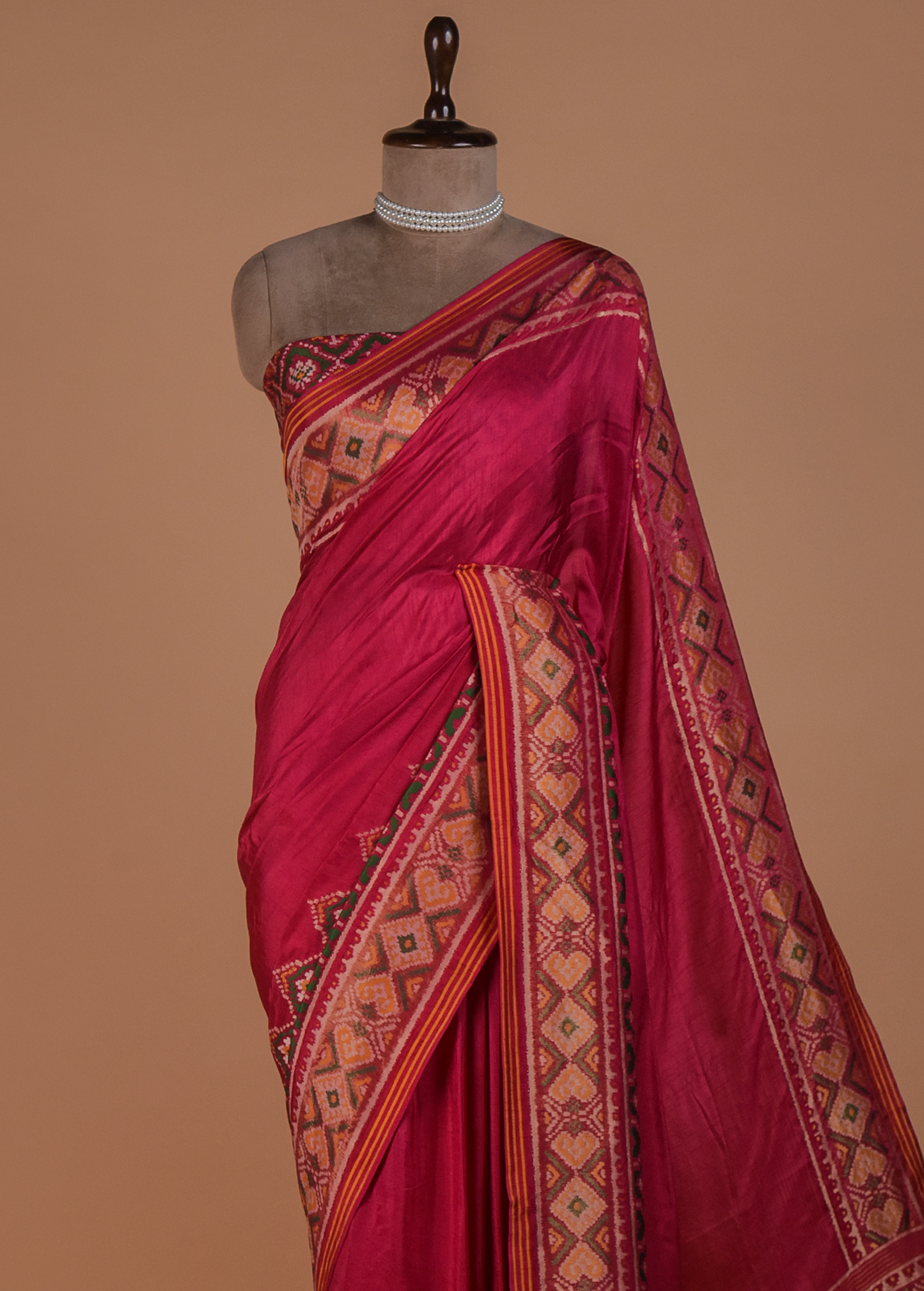 Pink Art Silk Patola Saree