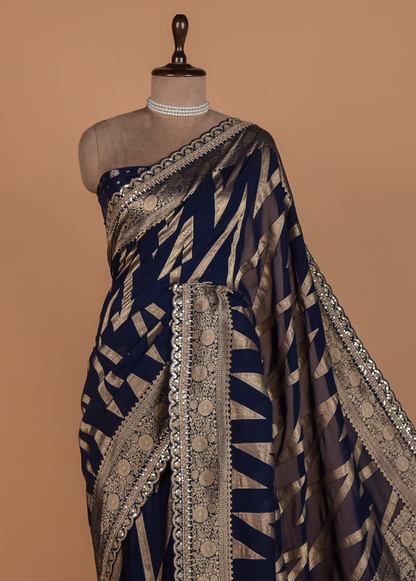 Blue Georgette Banarasi Saree