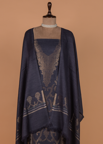 Blue Pashmina Dress Material