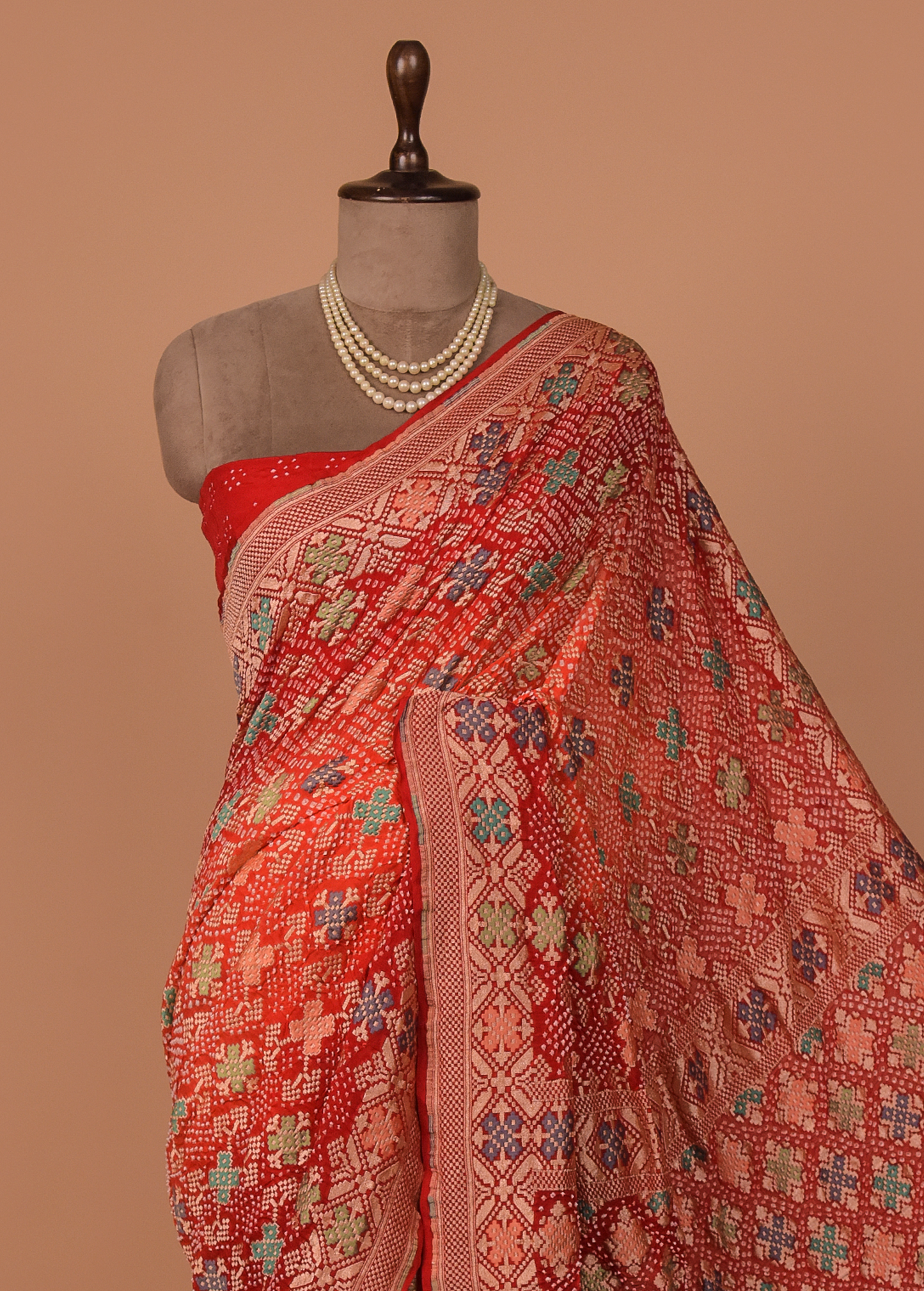 Red Georgette Bandhani Saree