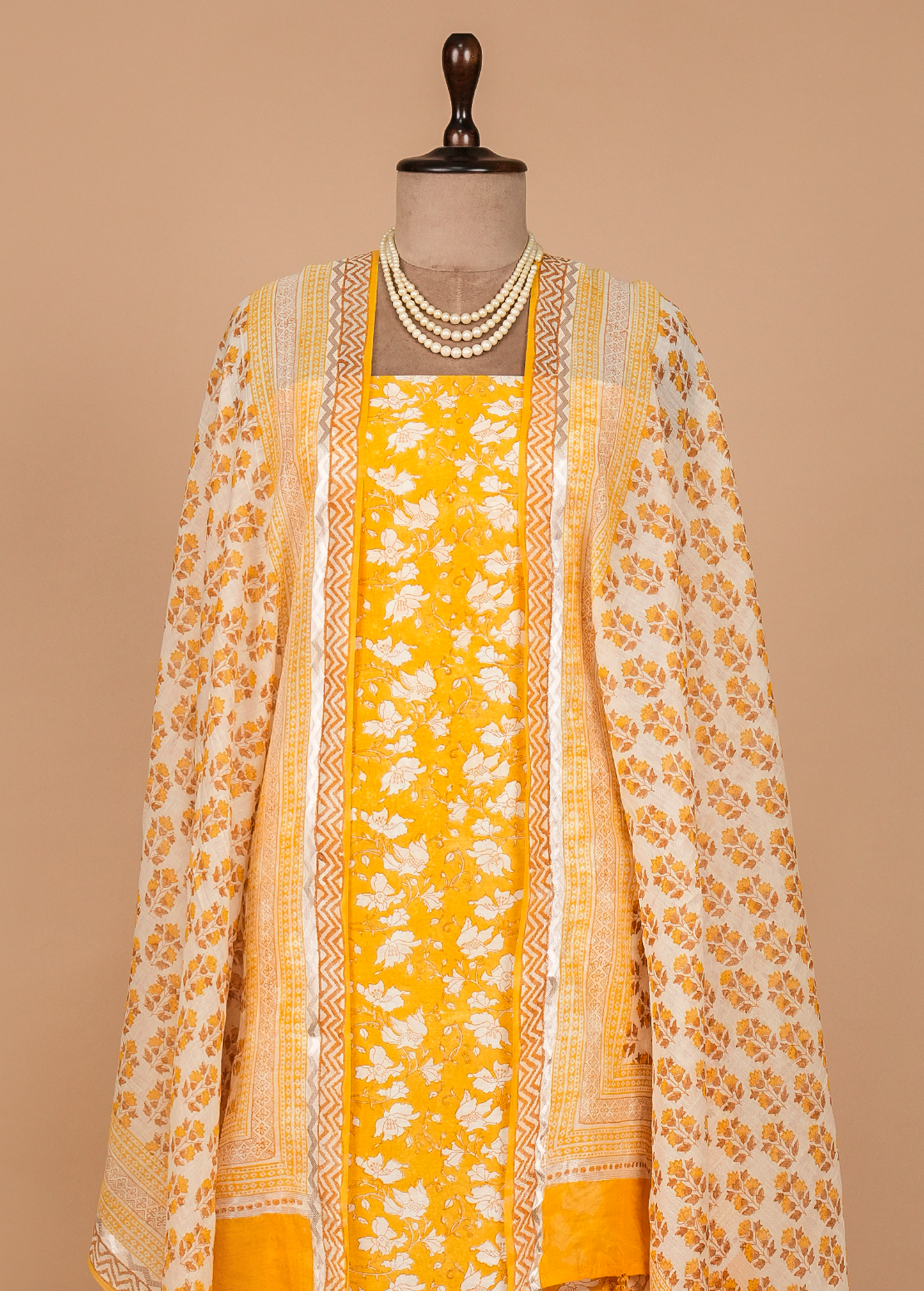 Yellow Cotton Dress Material