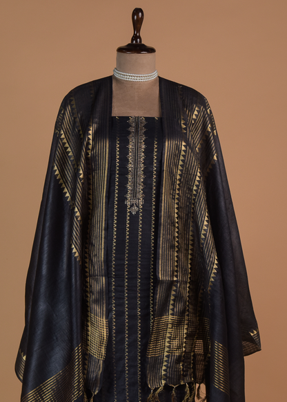 Blue Tussar Dress Material