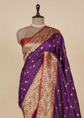 Purple Art Silk Banarasi Saree