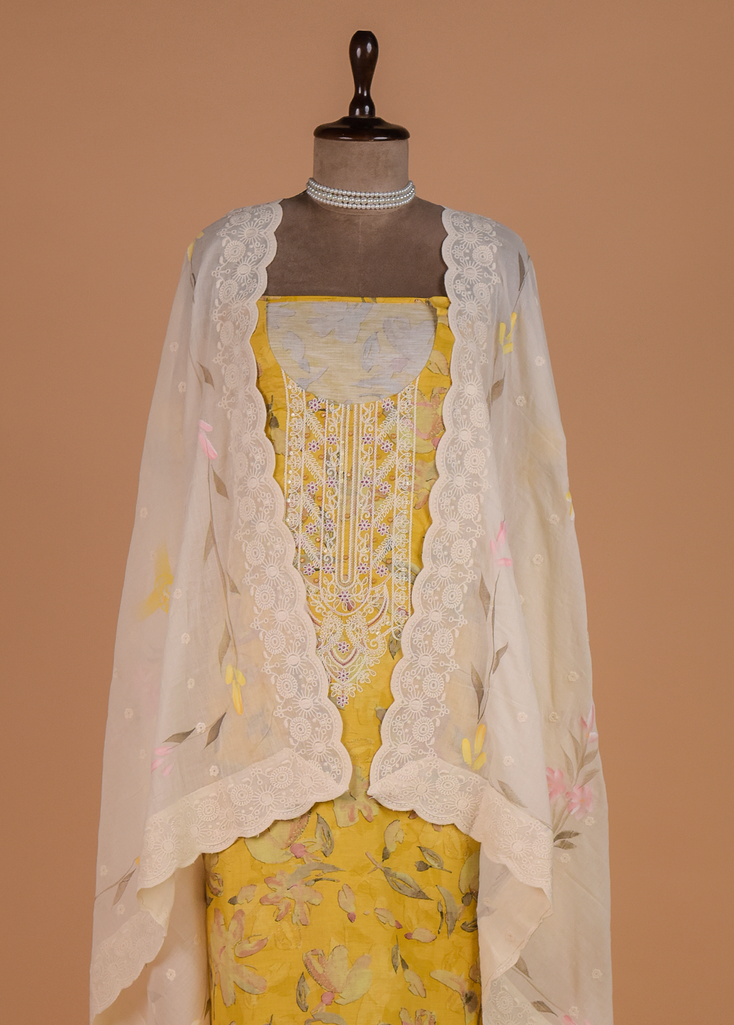 Yellow Cotton Dress Material