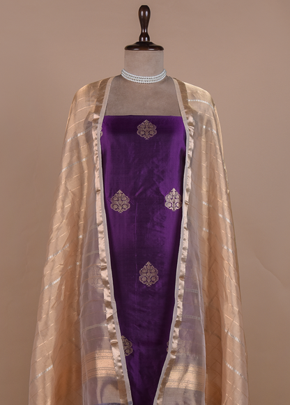 Purple Silk Dress Material