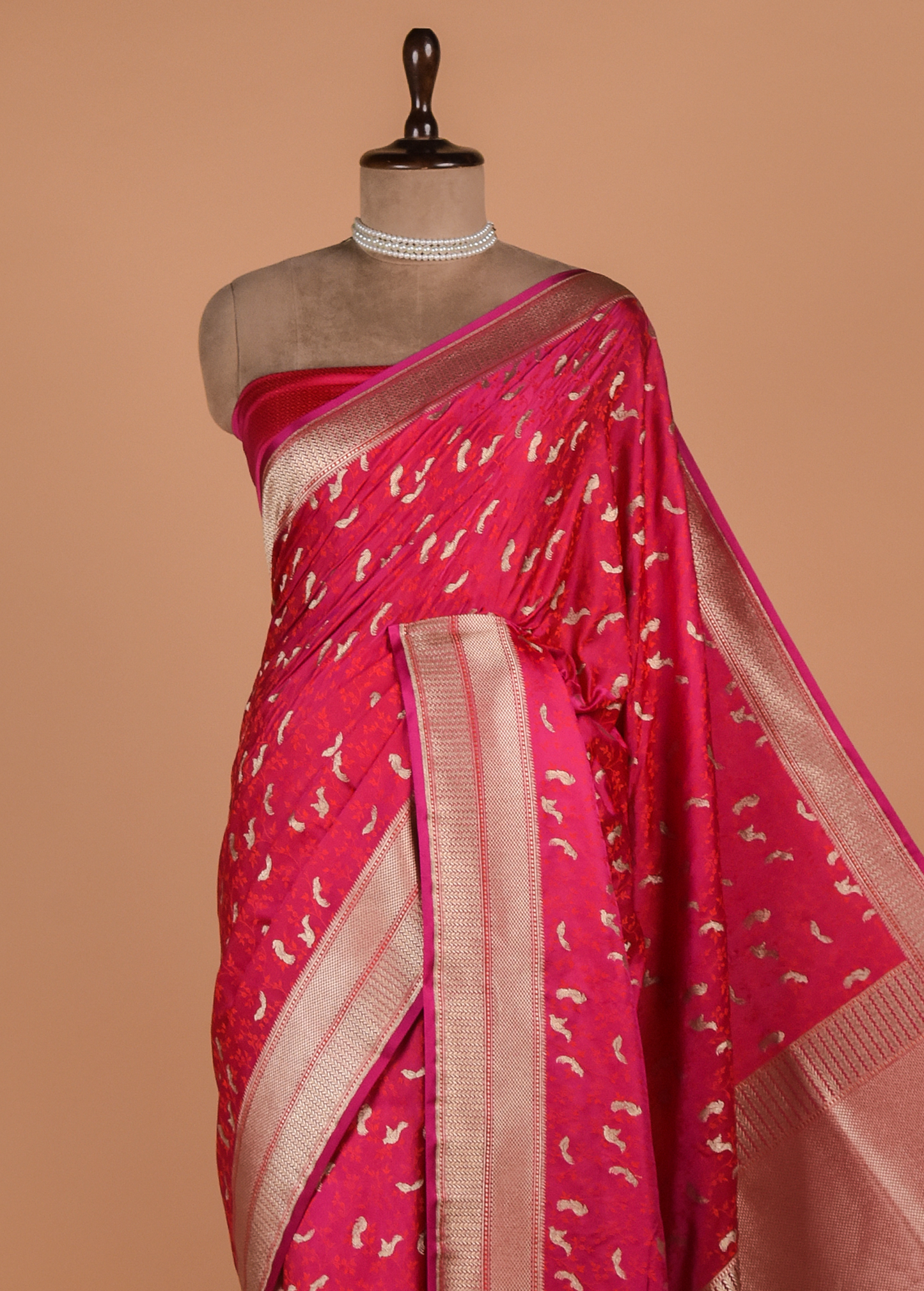 Pink Moroccan Silk Embroidered Saree
