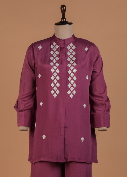 Pink Satin Georgette Coord Set