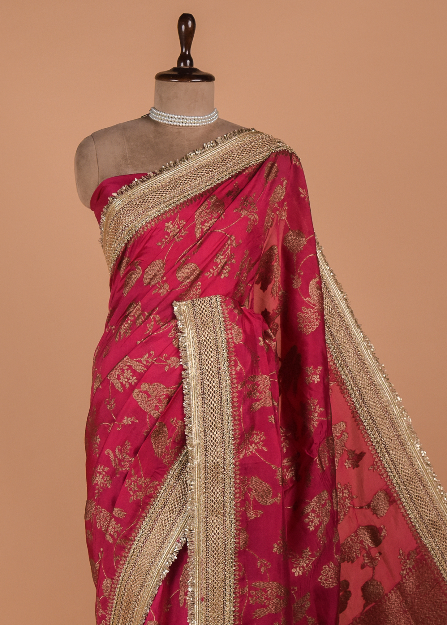 Pink Organza Embroidered Saree