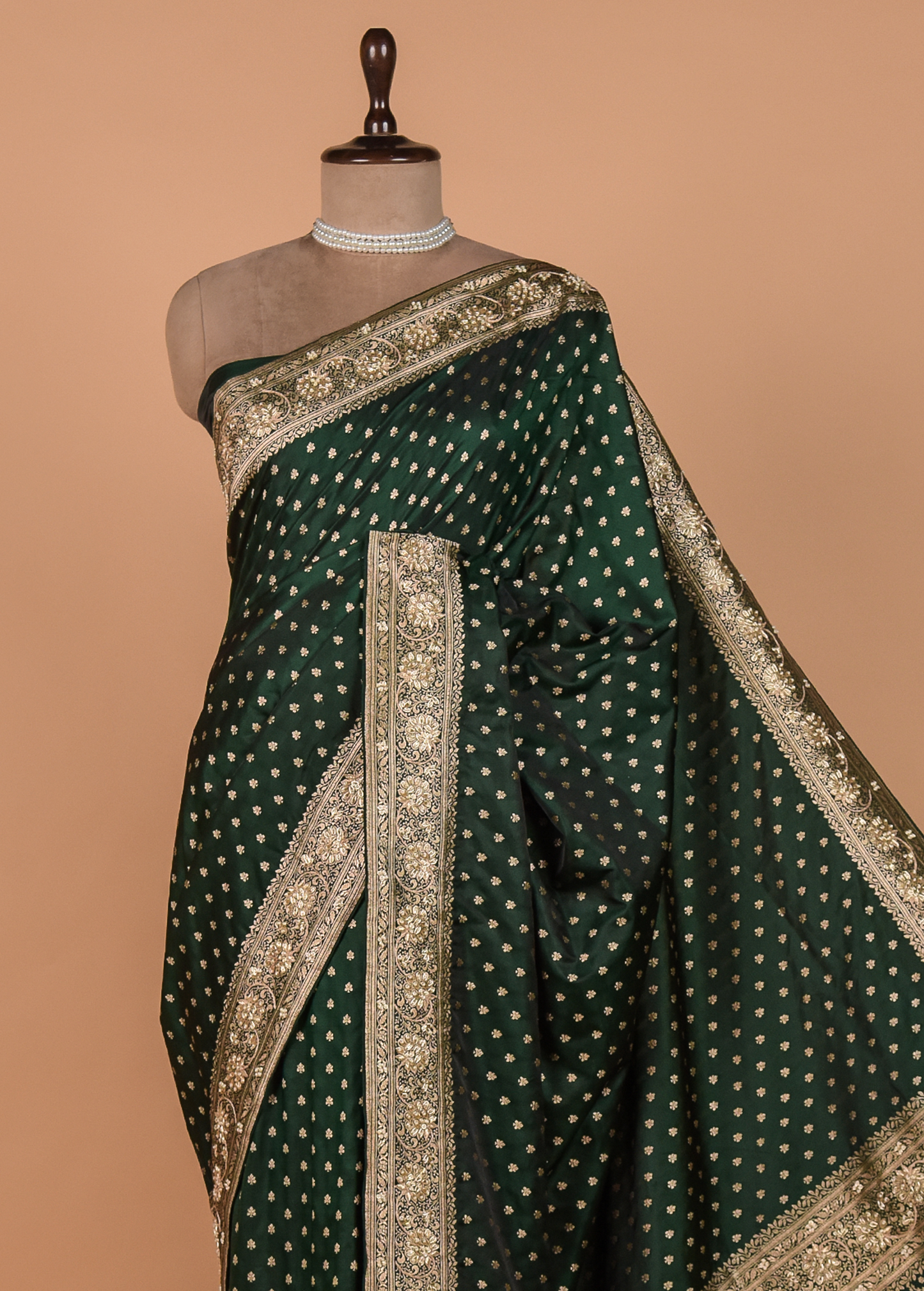 Green Crepe Silk Banarasi Saree