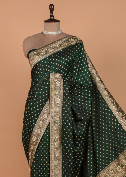 Green Crepe Silk Banarasi Saree