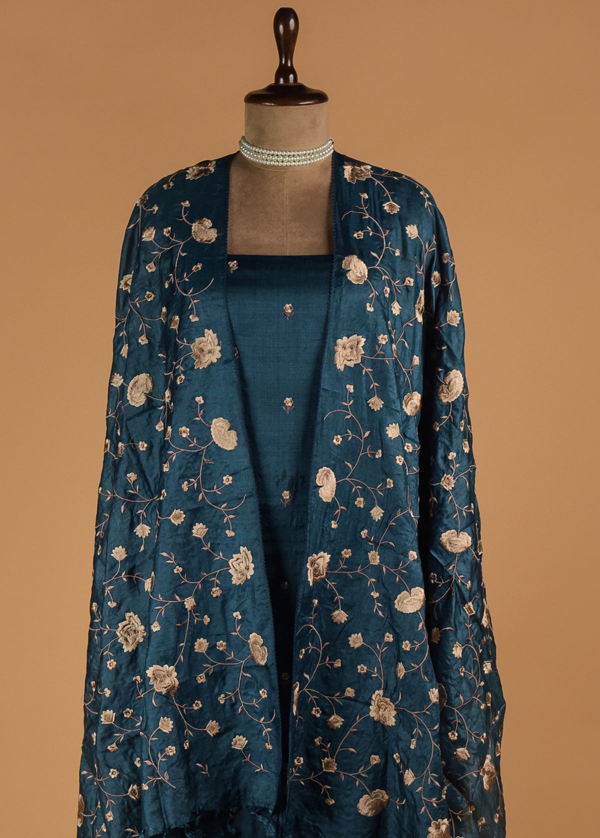 Blue Tussar Dress Material