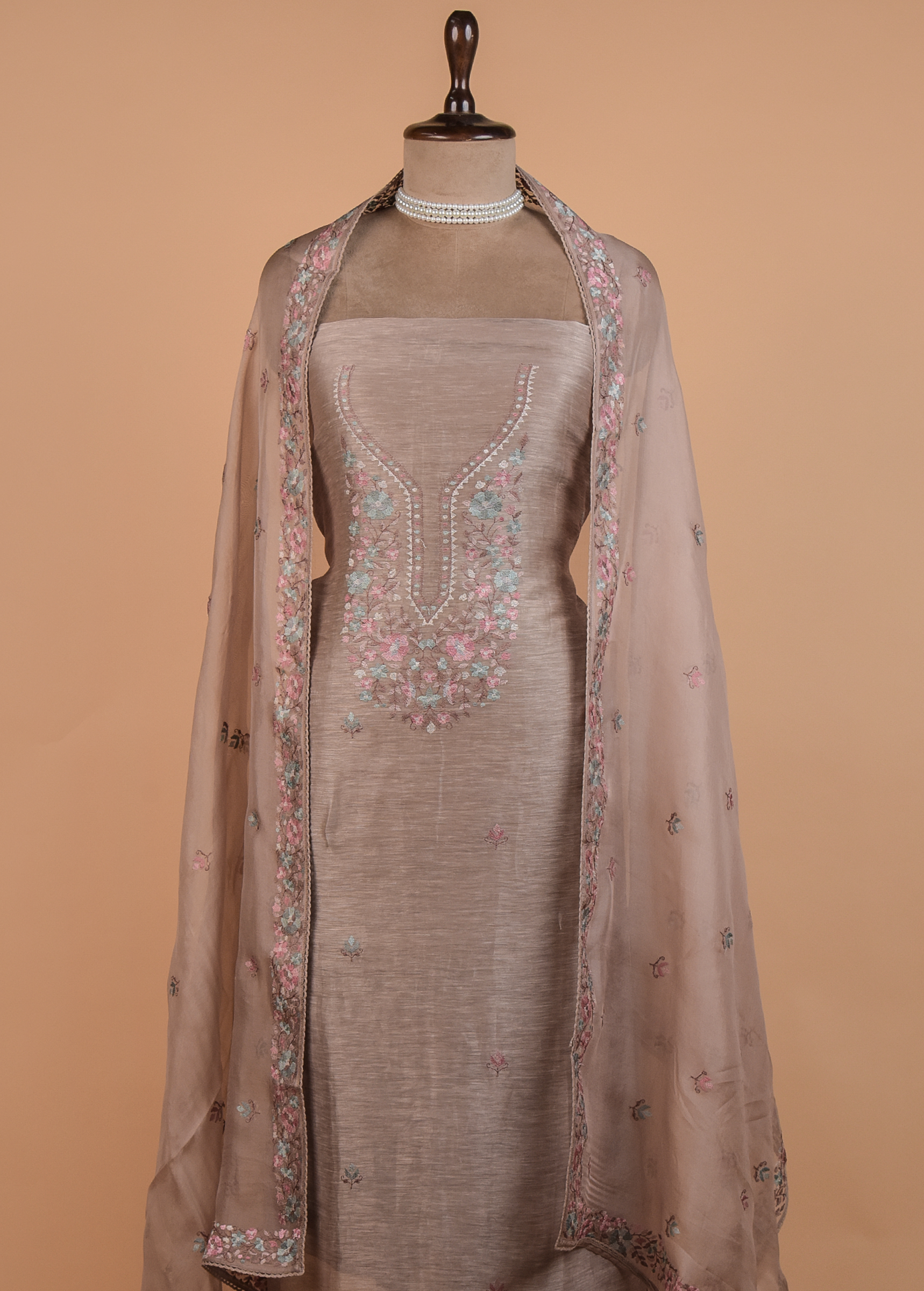 Brown Linen Dress Material
