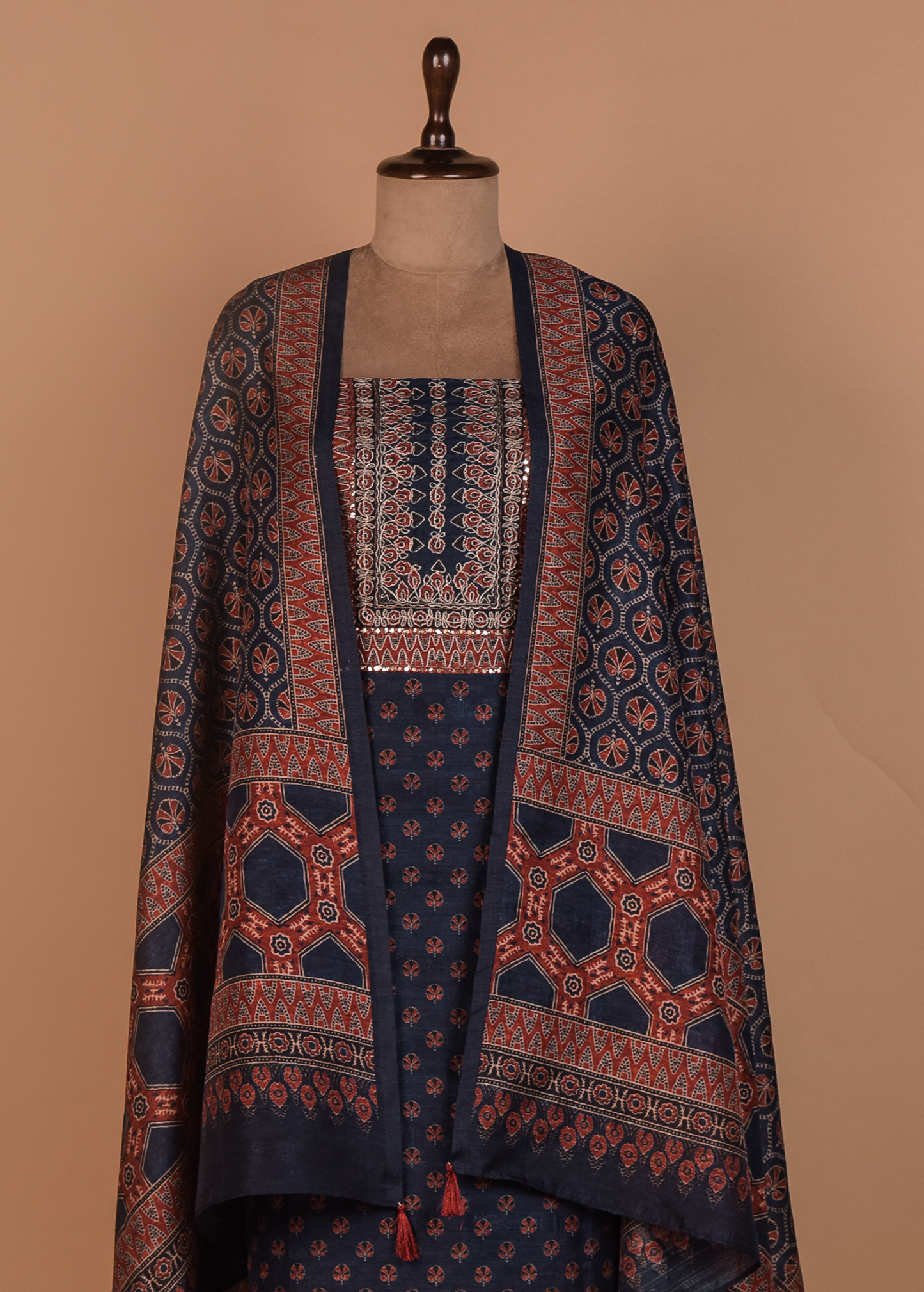 Blue Tussar Dress Material
