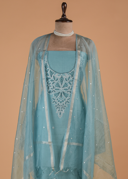 Blue Cotton Dress Material