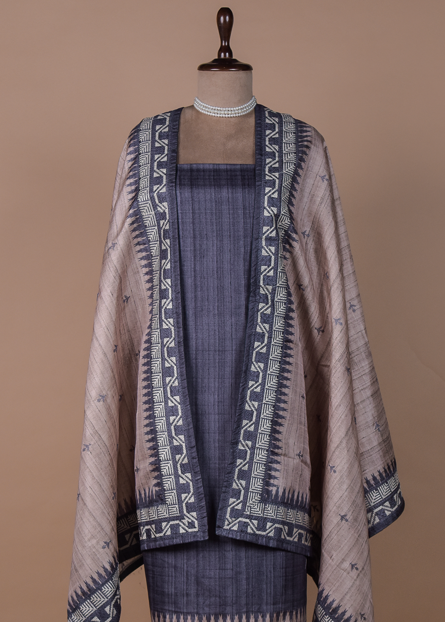 Purple Cotton Tussar Dress Material