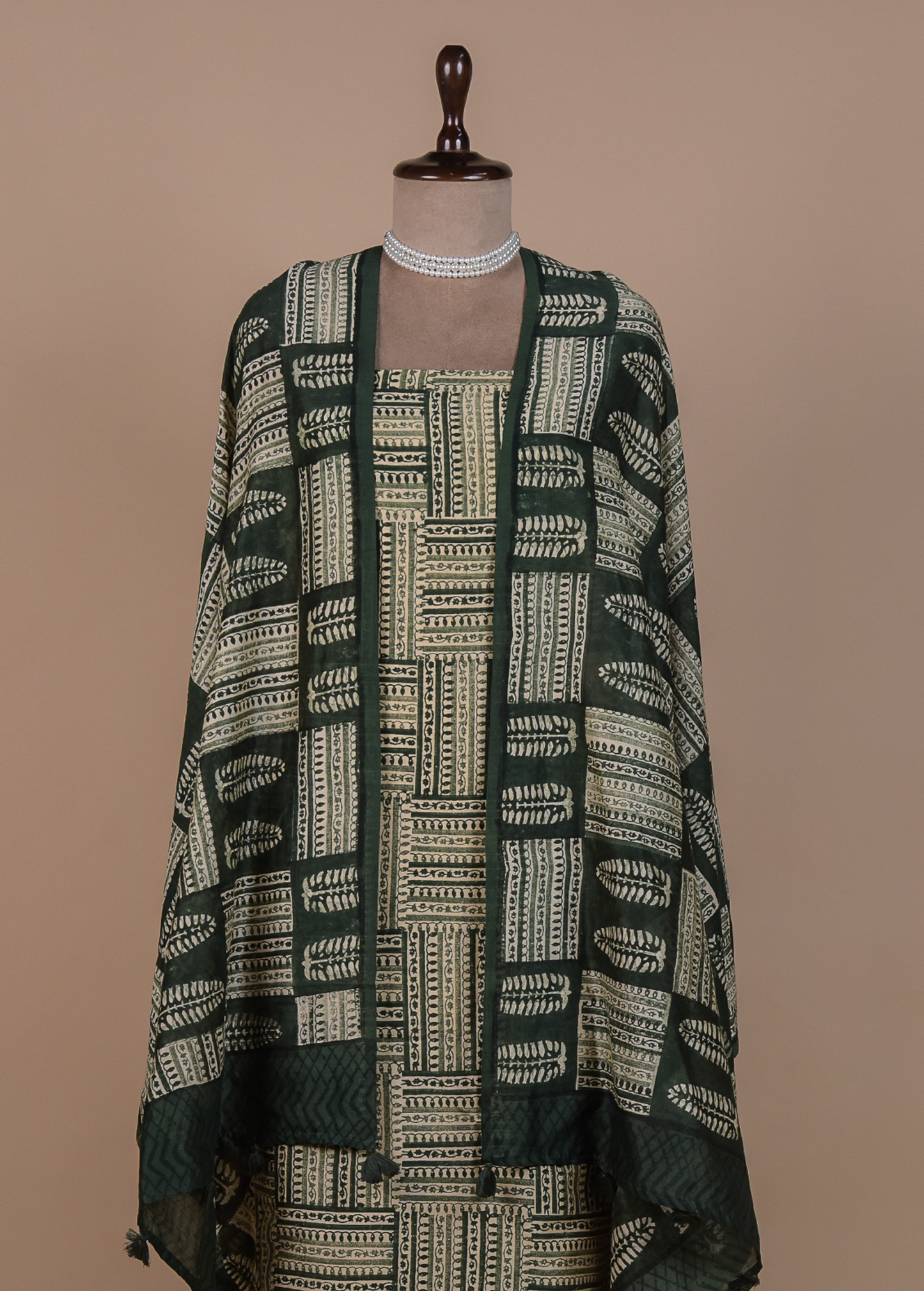 Green Cotton Tussar Dress Material