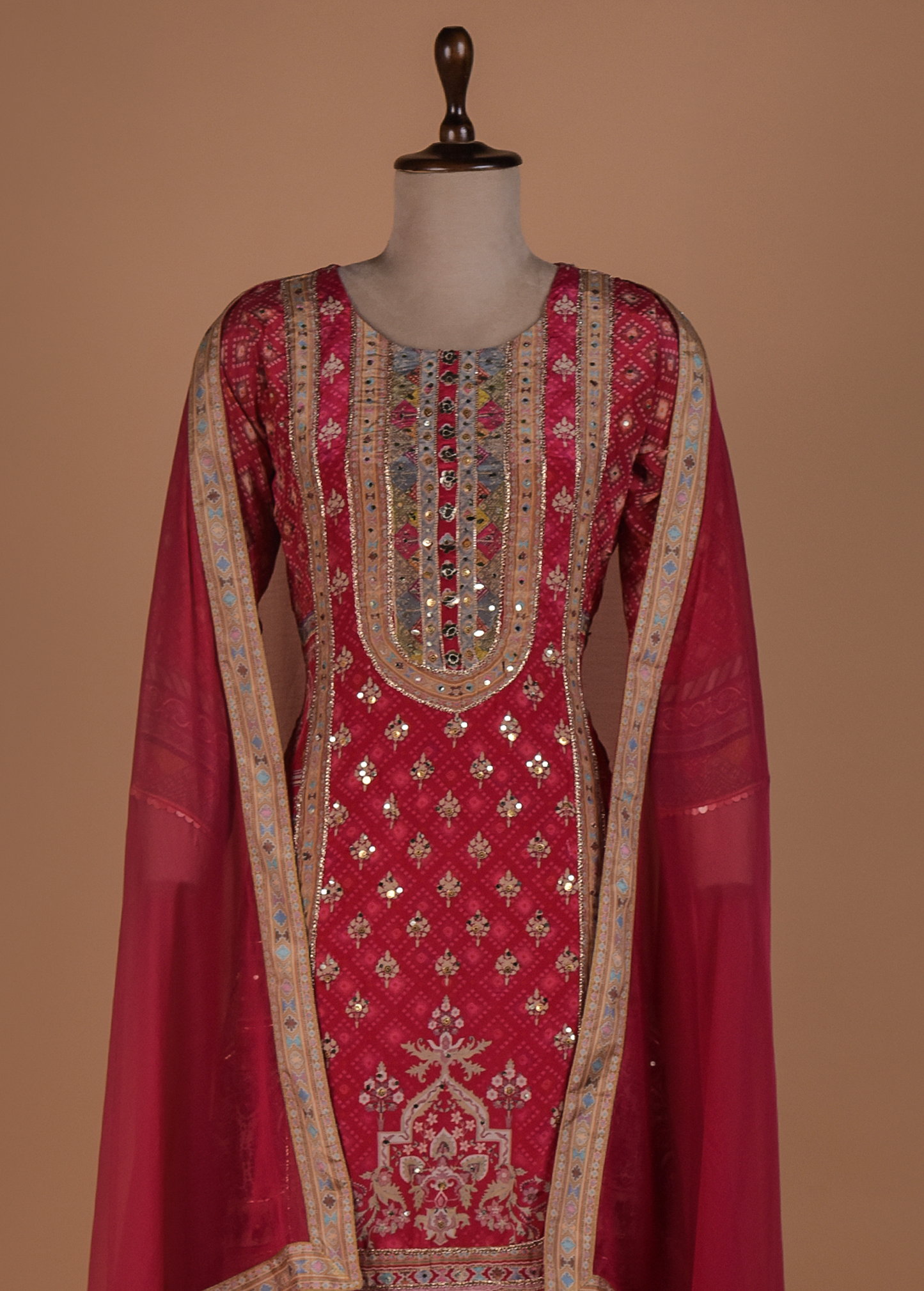 Pink Crepe Silk Straight Set