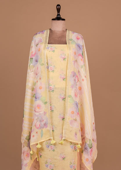 Yellow Linen Dress Material