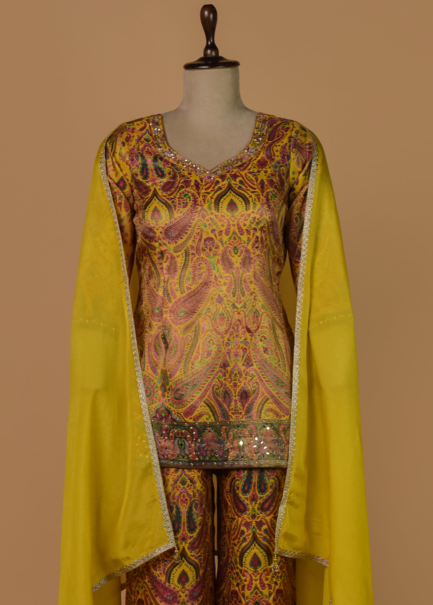 Yellow Tissue Silk Coord Set